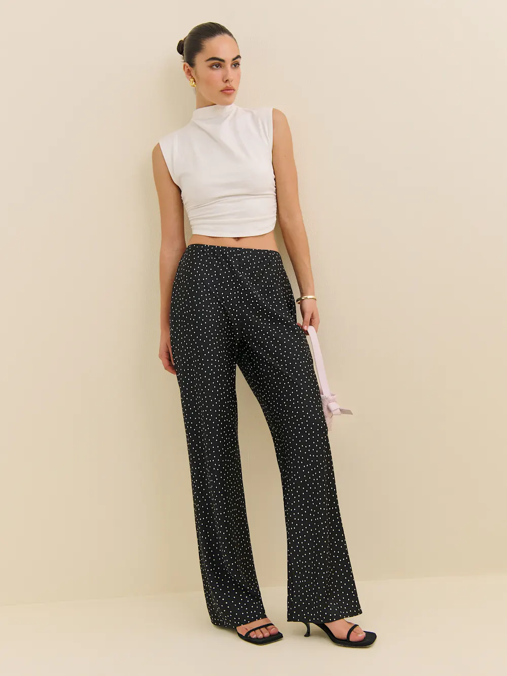 Gale Satin Mid Rise Bias Pant