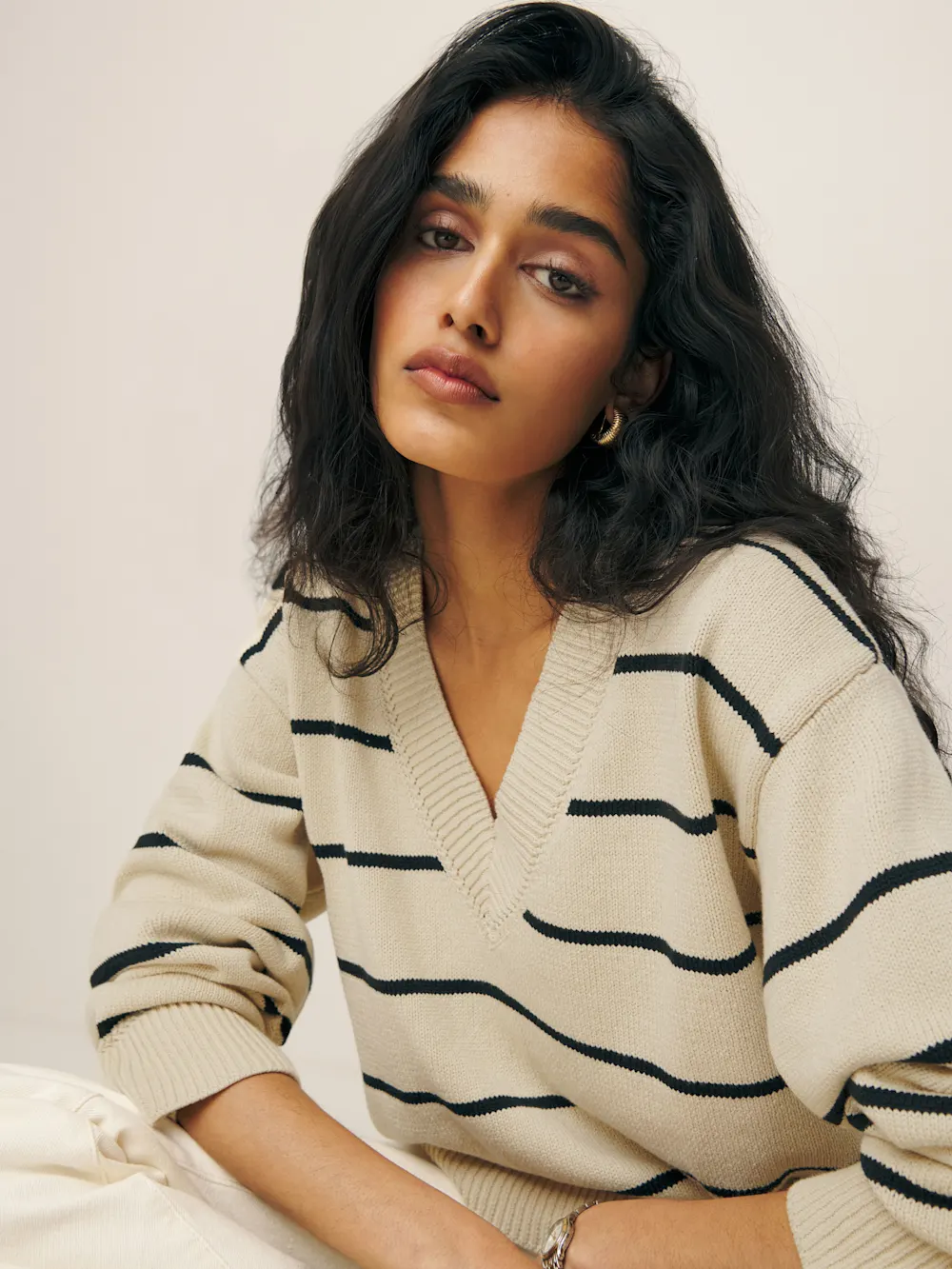 Sienna Oversized Cotton V Neck Sweater 1 Sienna Oversized Cotton V Neck Sweater