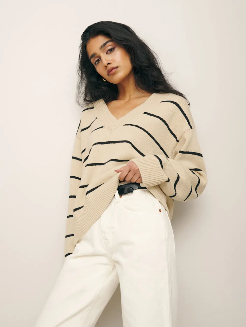 Sienna Oversized Cotton V Neck Sweater 2 Sienna Oversized Cotton V Neck Sweater