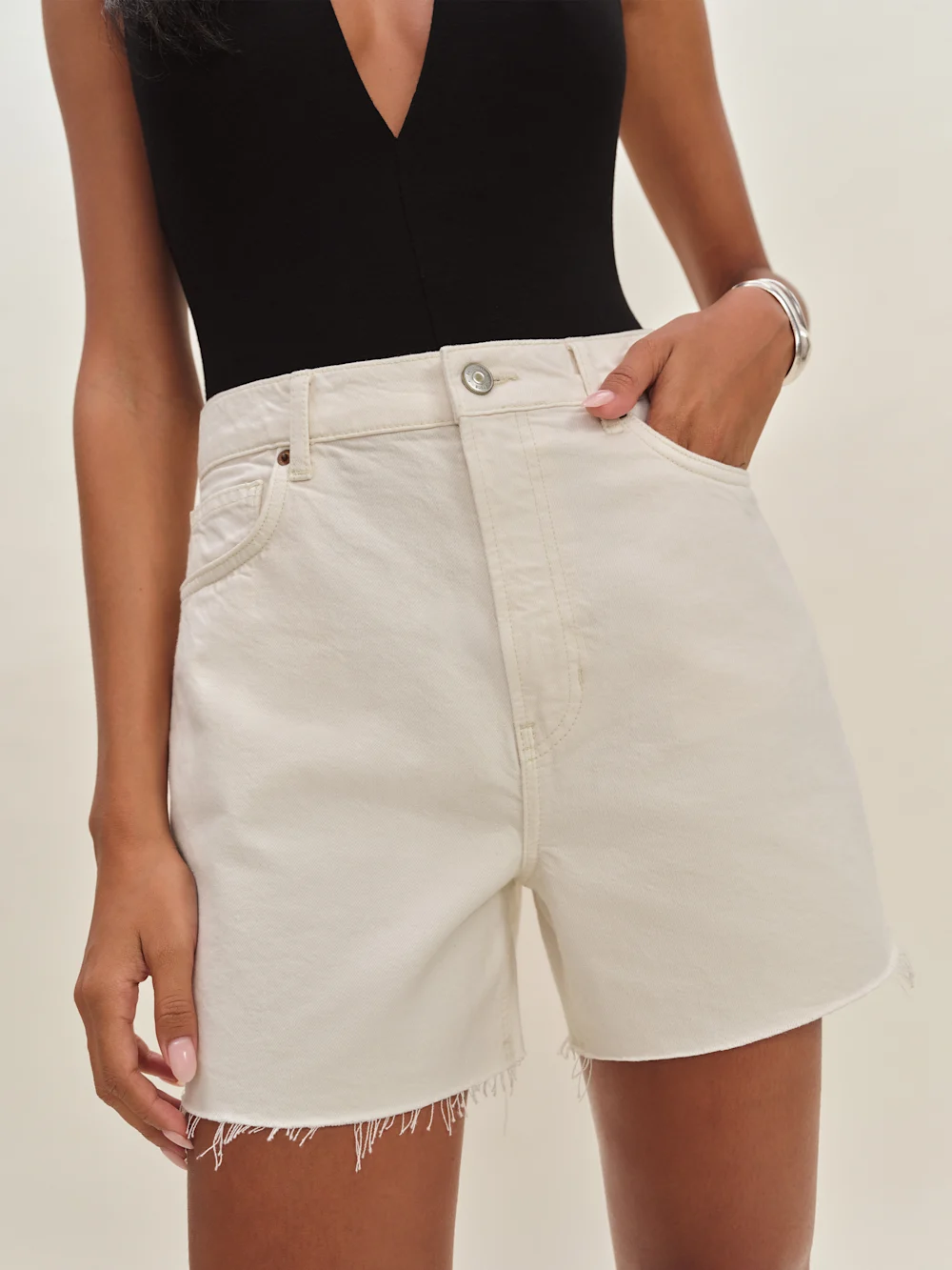 Saige High Rise 4â Jean Shorts 2 Saige High Rise 4â Jean Shorts